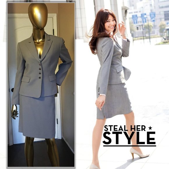 Stresa ASL Dresses & Skirts - STRESA ASL PETITE Grey Pinstripe Skirt Suit   6P